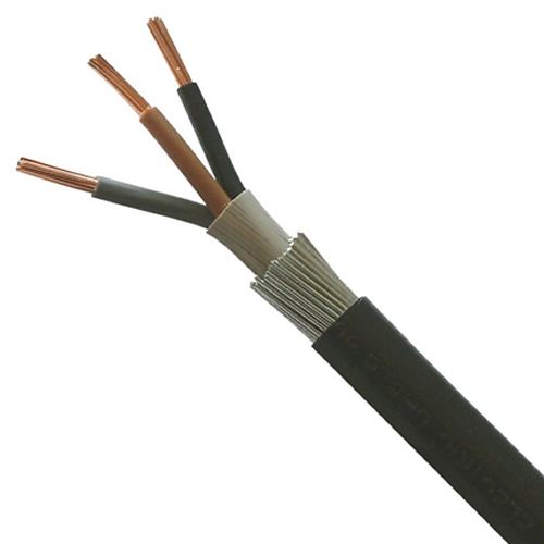 Multi-core PVC cable with steel wire armour (SWA).